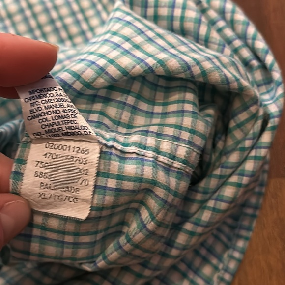 Chaps Green Blue White Plaid Button Down Short Sleeve Dress Casual Shirt Size XL - Picture 7 of 11